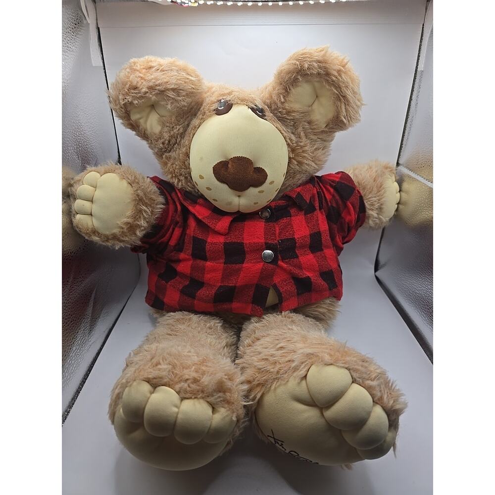 Vintage Teddy Bear Furskin 1984 Xavier‎ Roberts Original Tag Plaid Shirt 21"